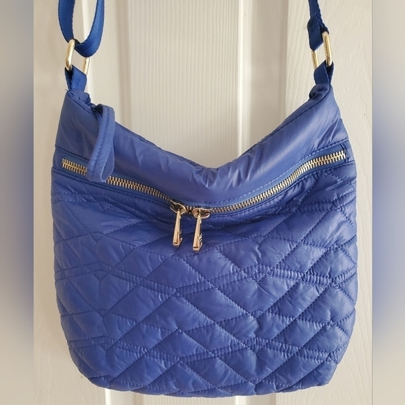 Dolce Vita Collection Blue & Gold Crossbody Puffer Bag | (Like New) - Picture 2 of 13